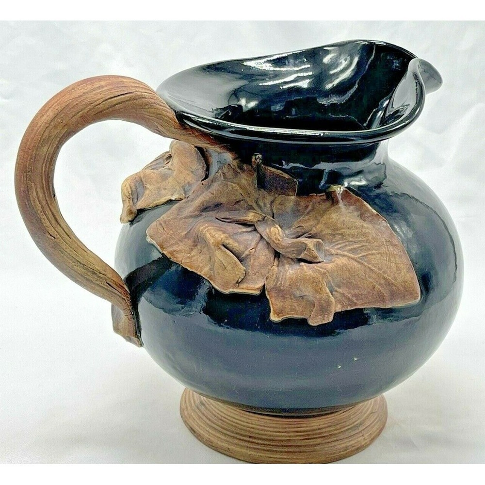 Vintage Ellen Evans Pottery Grape Leaves Pitcher 2004